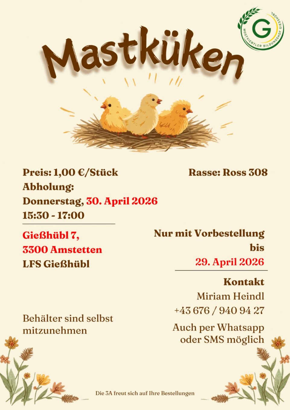 Mastkükenverkauf